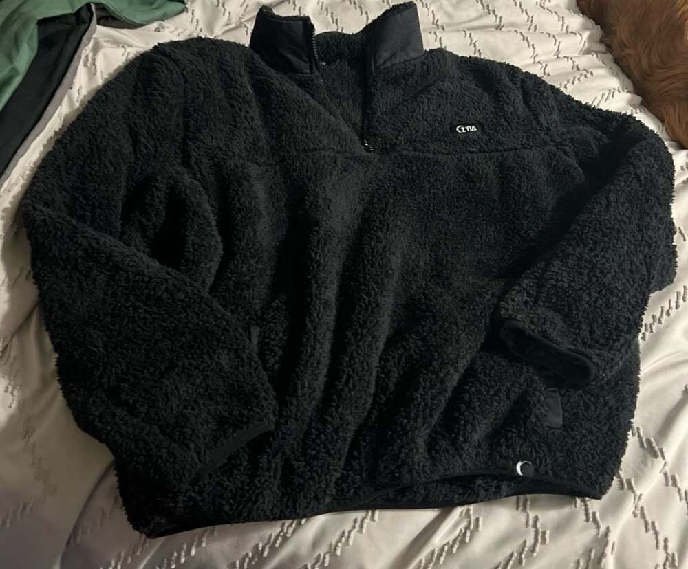 Zyia Active Black Sherpa Fleece Quarter-Zip Pullover